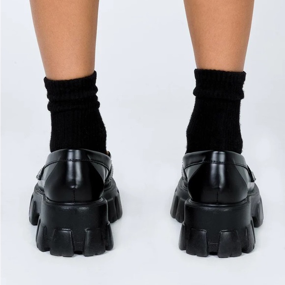 Princess Polly Women’s Sz 6 PENNY LANE PLATFORM LOAFERS Chunky Slide On - BLACK - Picture 5 of 15